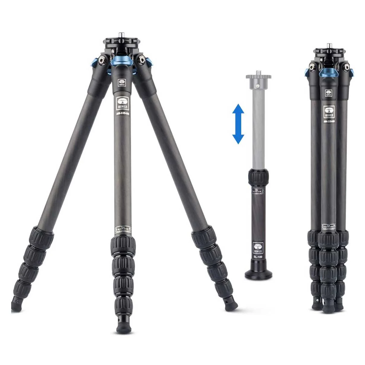 SIRUI AM-225 Travellegs Dreibeinstativ Carbon mit Mittelsule SL-100 - AM2-Serie