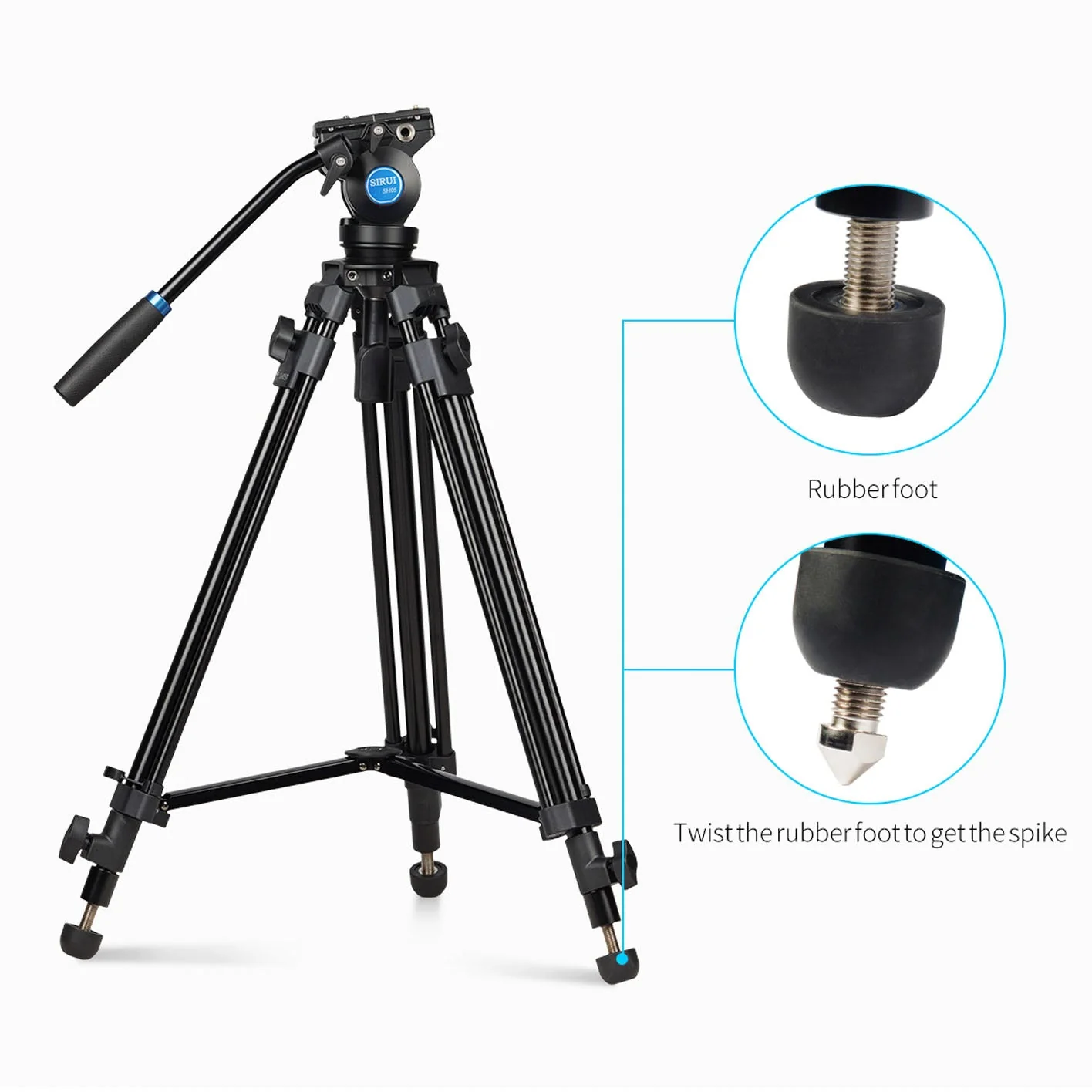 SIRUI SH-05 Broadcaststativ 140 cm - Starter mit Videoneiger - SH-Serie - Image 10