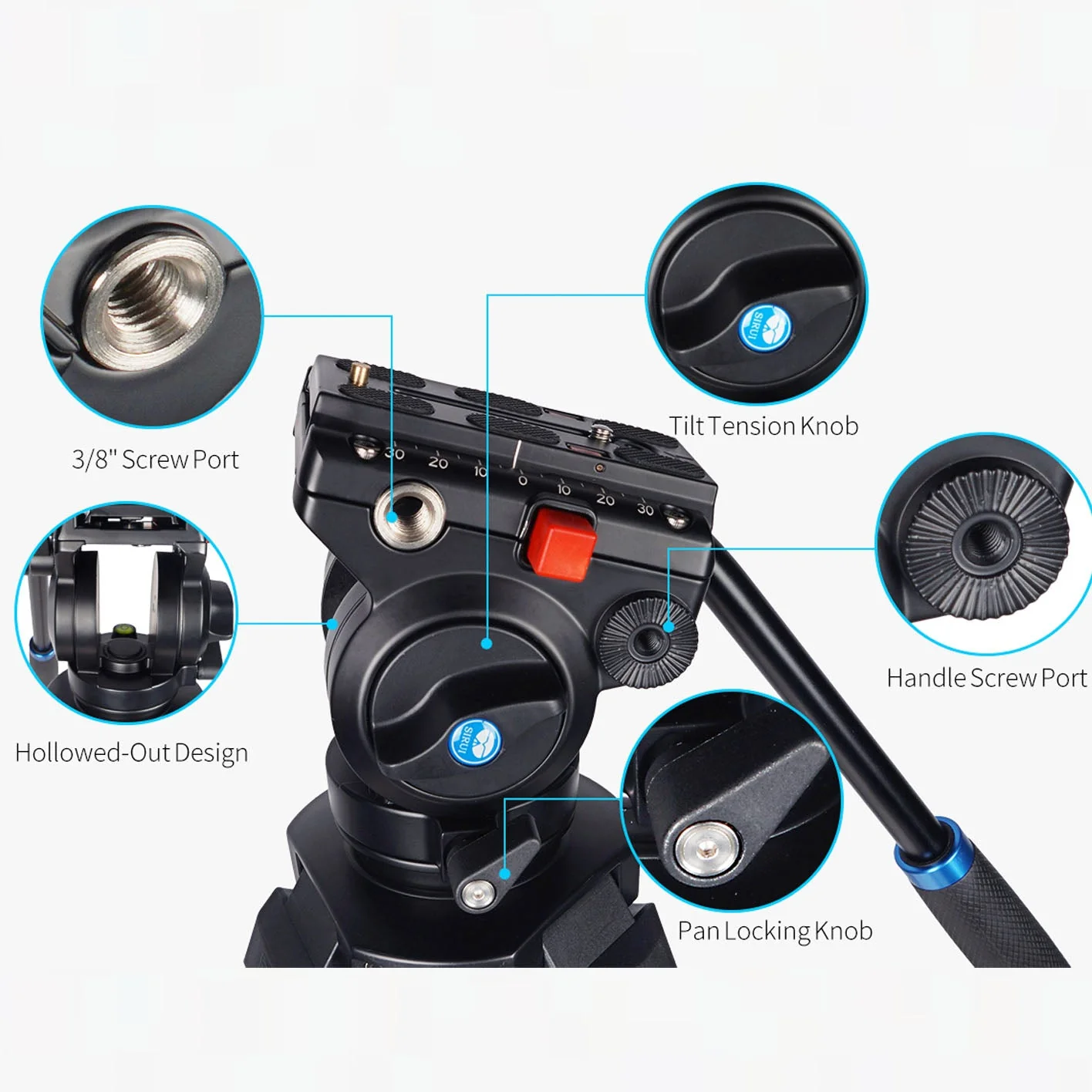 SIRUI SH-05 Broadcaststativ 140 cm - Starter mit Videoneiger - SH-Serie - Image 7